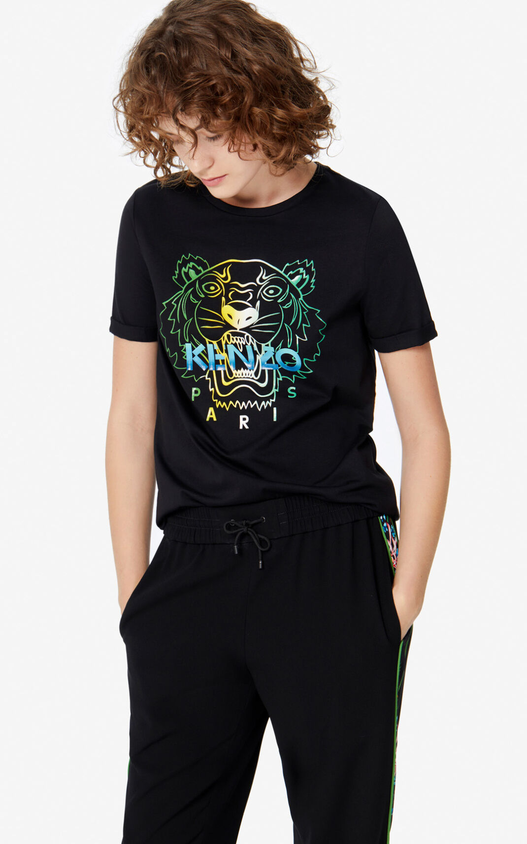 T Shirt Kenzo Femme Wet Tiger Noir MANGD-1397